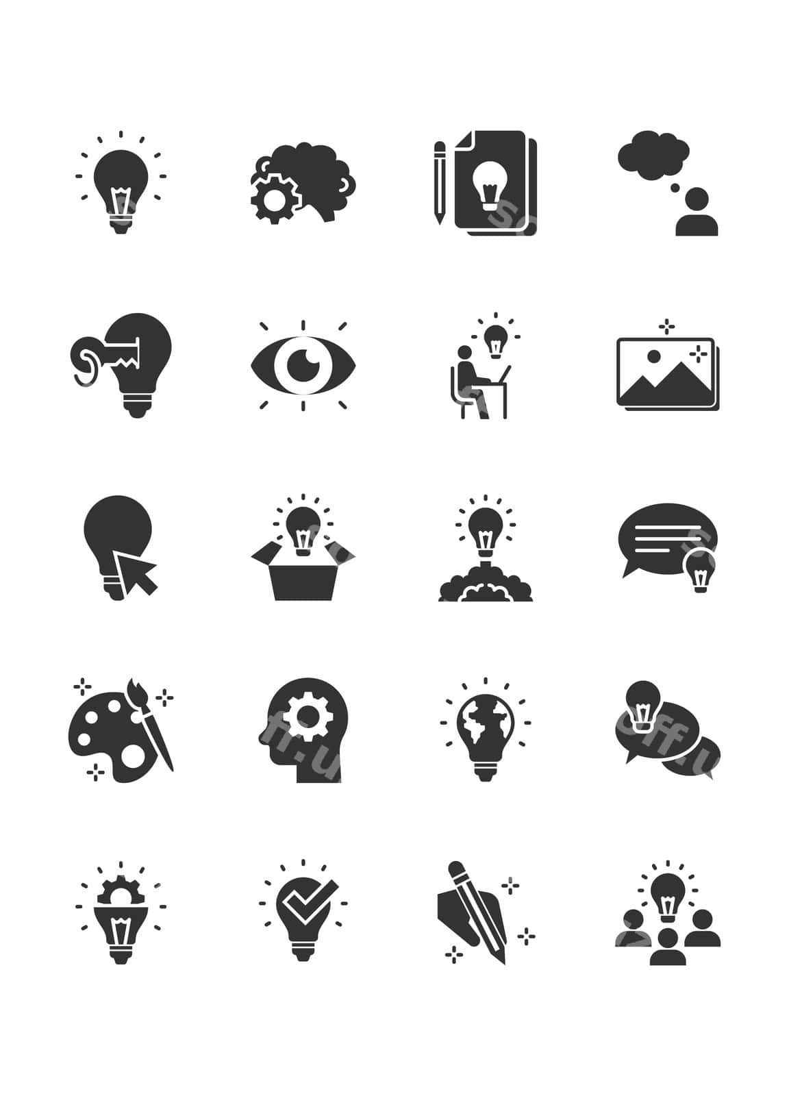 O'rnatish ijodkor ikonlar g'oya o'ylash | Set creative icons idea think 1