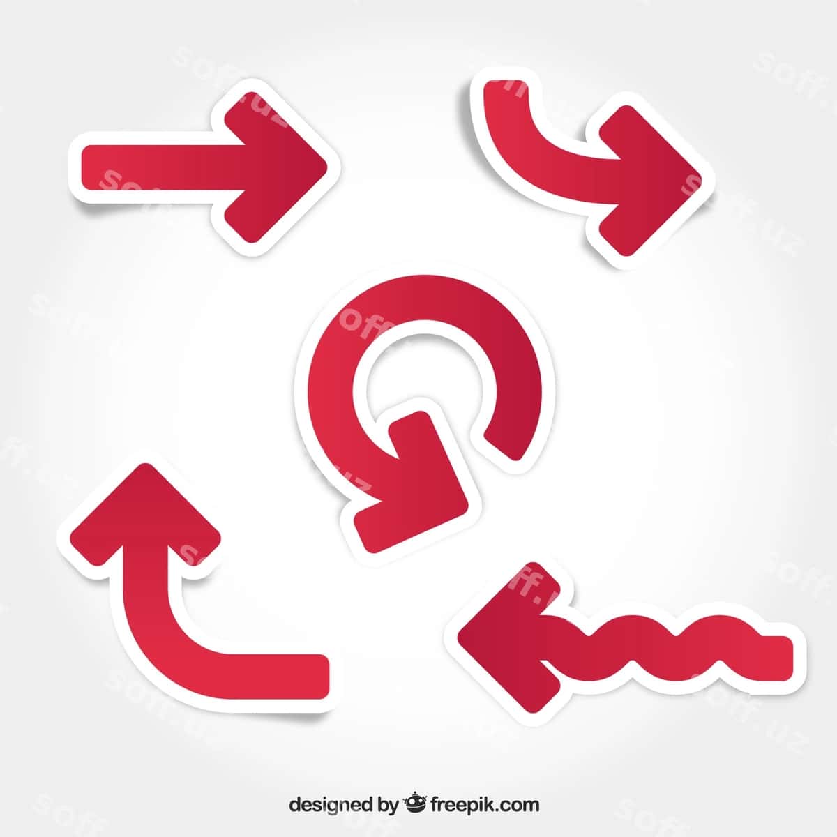 Komplekt qizil oʻq stikerlari | Set red arrow stickers 1