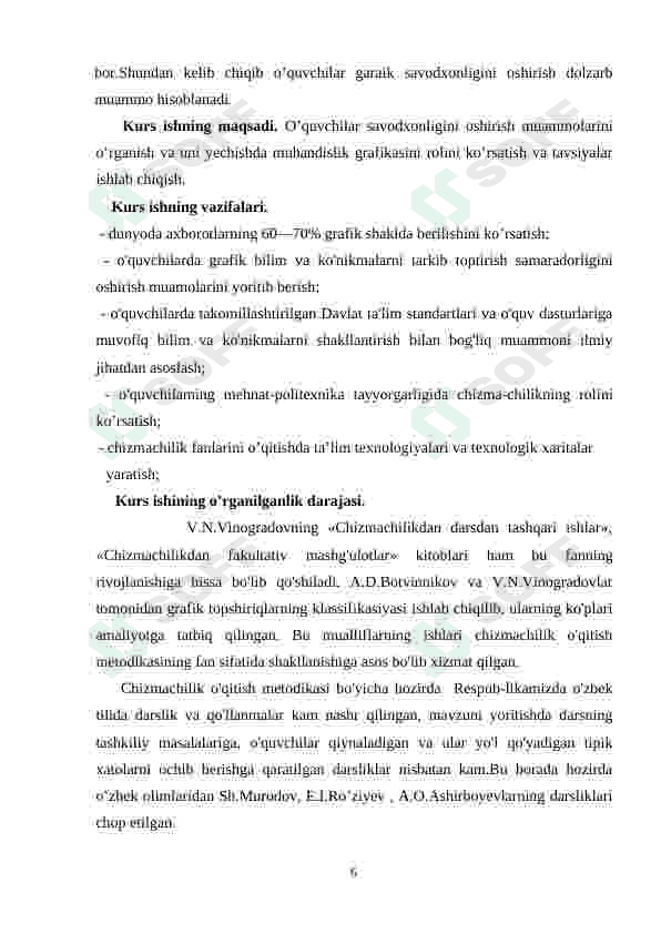 MUHANDISLIK GRAFIKASINI O`QITISH MЕTОDIKASI FANI 6