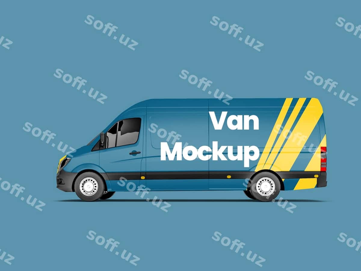 Yon ko'rinishdagi furgon maketi | Side view van mockup 1