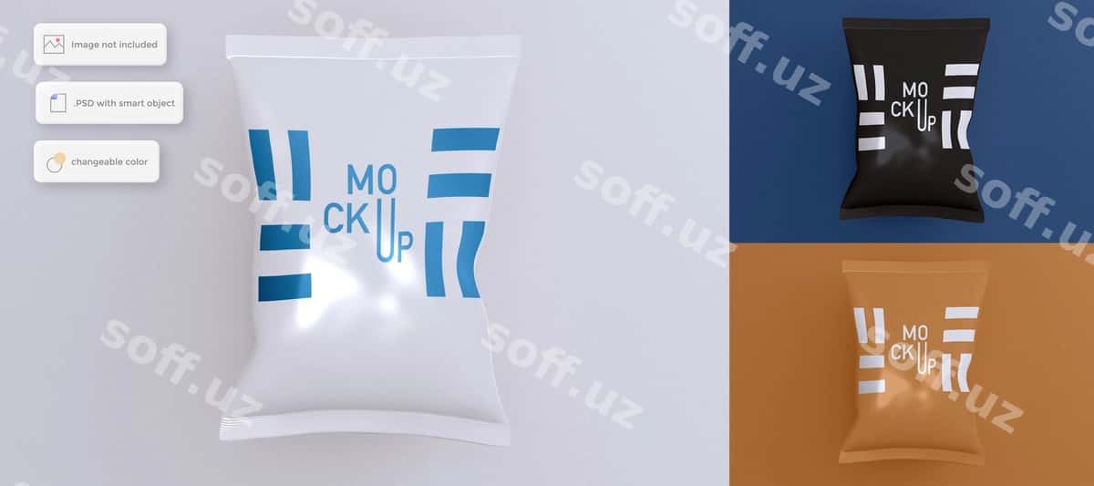 Oddiy chiplik qopqi mockup | Simple chips bag mockup 1