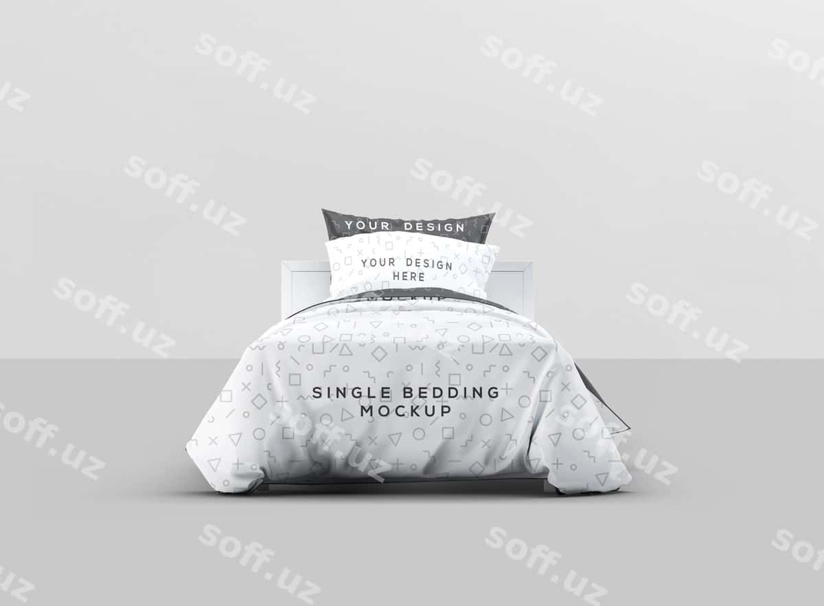 Yakka yotoq uchun mo'ljallangan namuna | Single bedding mockup 1