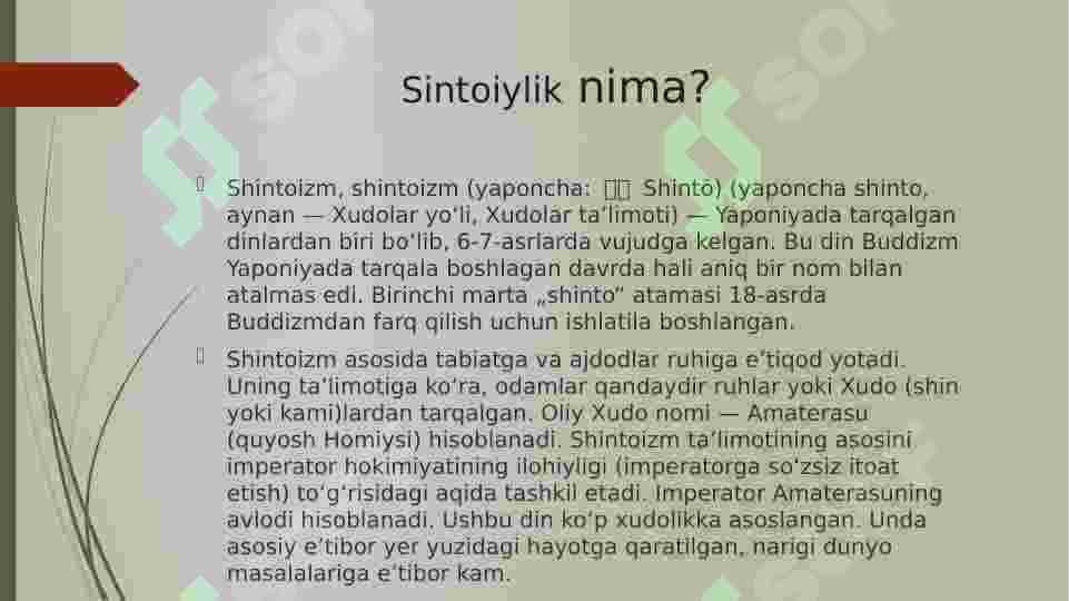 “SINTOIZM” dini haqida taqdimot 3