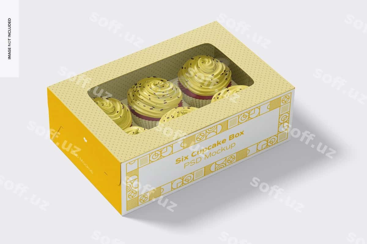 Olti kupkake qutisi namunasi | Six cupcake box mockup 1