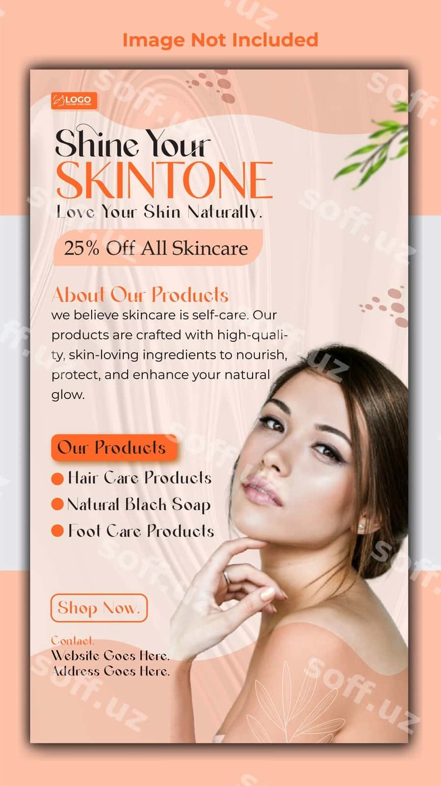 Teri parvarish go'zalik salon reklama hikoyasi shabloni | Skin care beauty salon ads story template 1