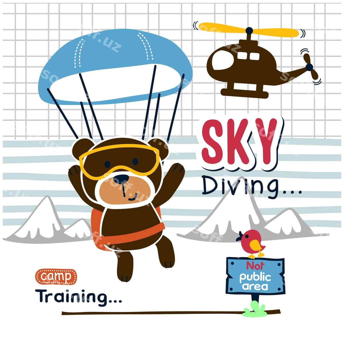 Parachut qiluvchi ayiq gulbishon hayvon multfilmi | Skydiving bear funny animal cartoon 1