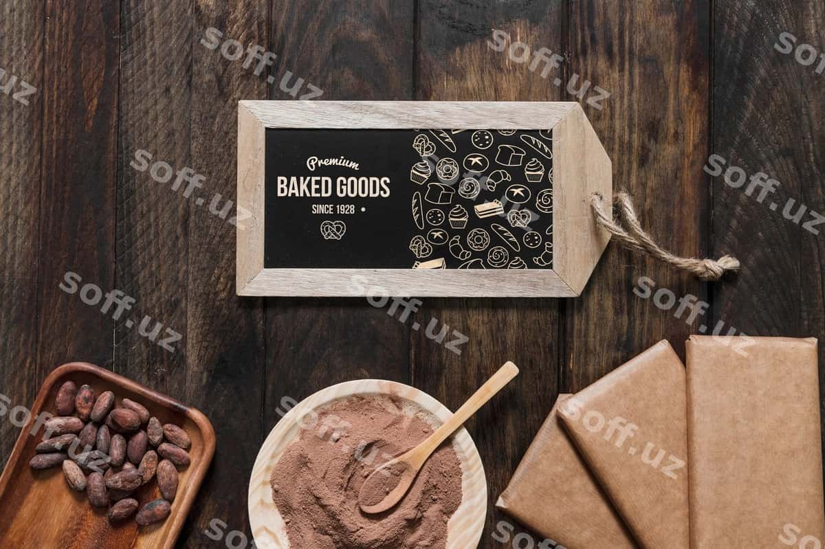 Slate model shokolad kontseptsiyasi bilan | Slate mockup with chocolate concept 1