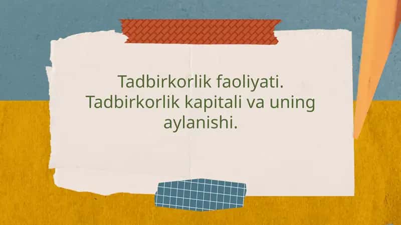 Tadbirkorlik faoliyati haqida krossvord 1