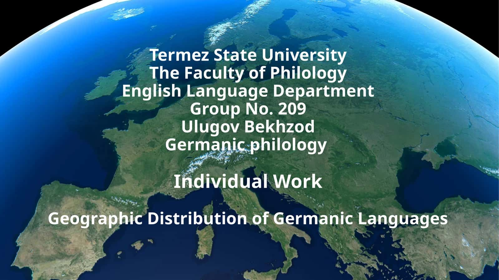 Geographic Distribution of Germanic Languages 1