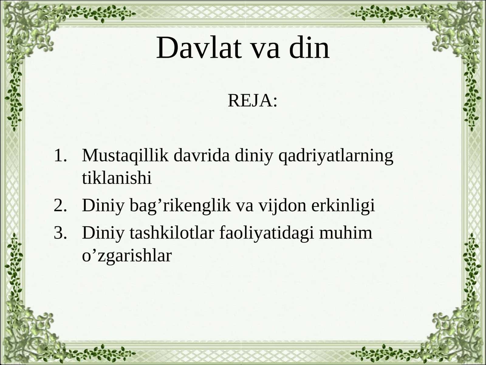 Davlat va din 1