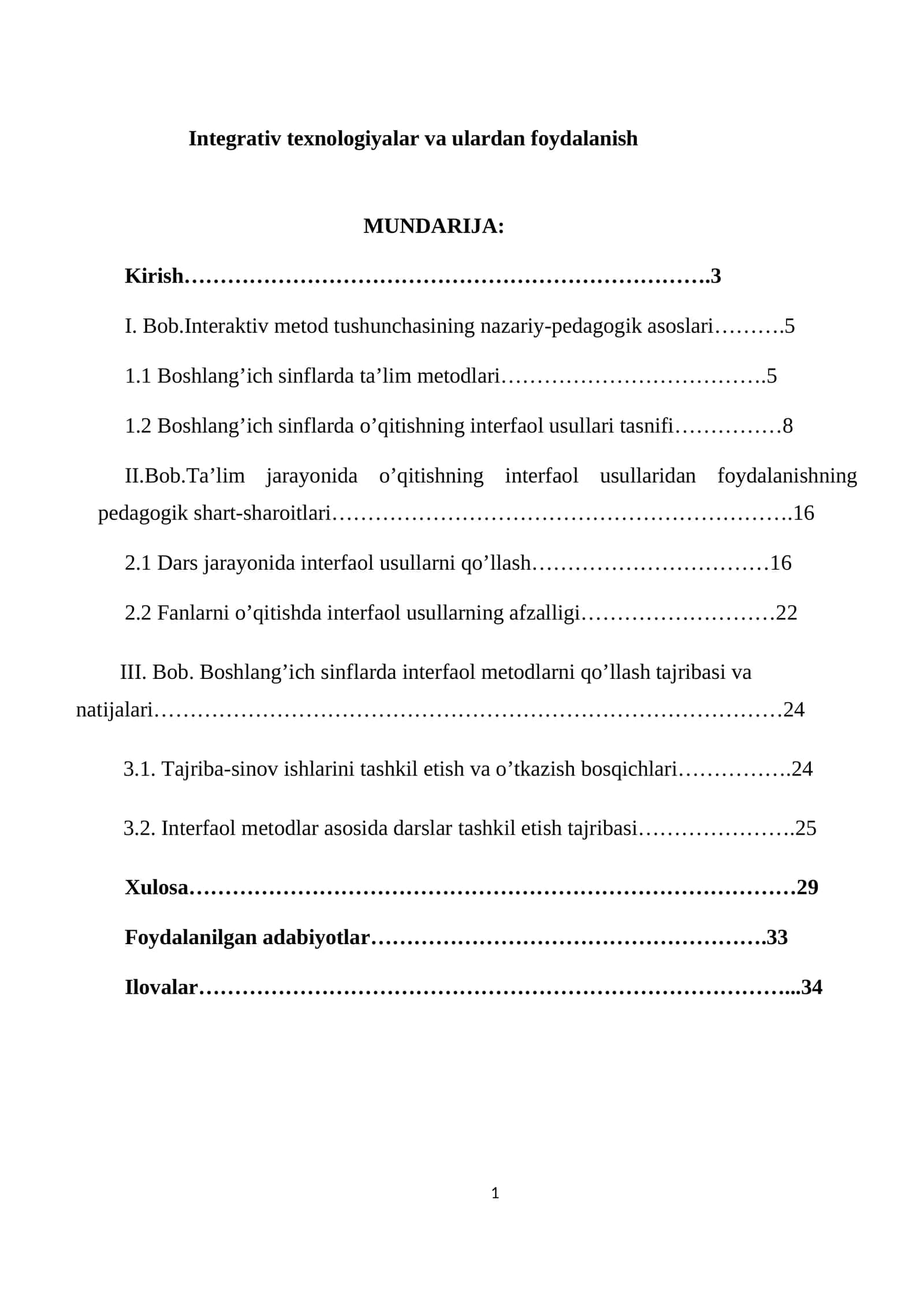 Integrativ texnologiyalar va ulardan foydalanish 1