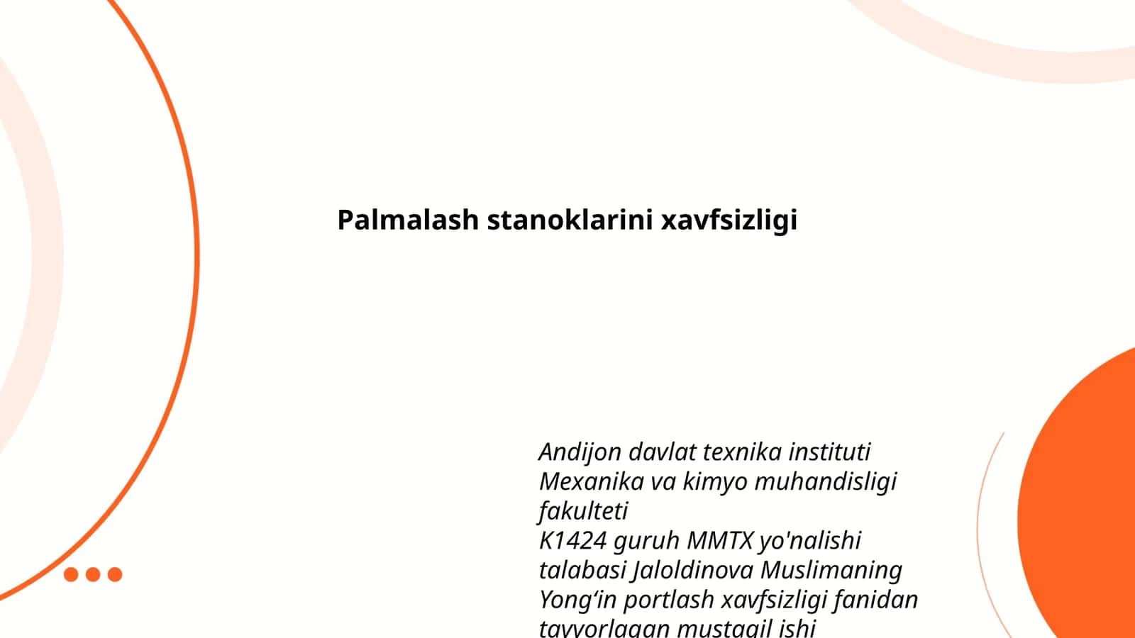 Palmalash stanoklarini xavfsizligi 1