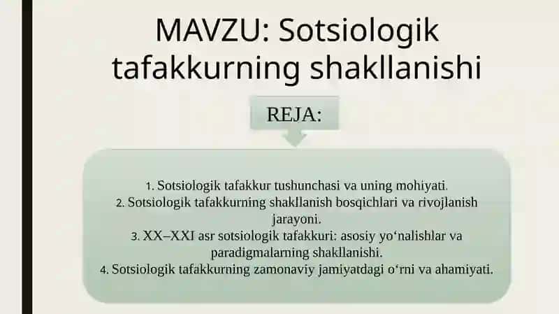 sotsiologik tafakkurning shakllanishi