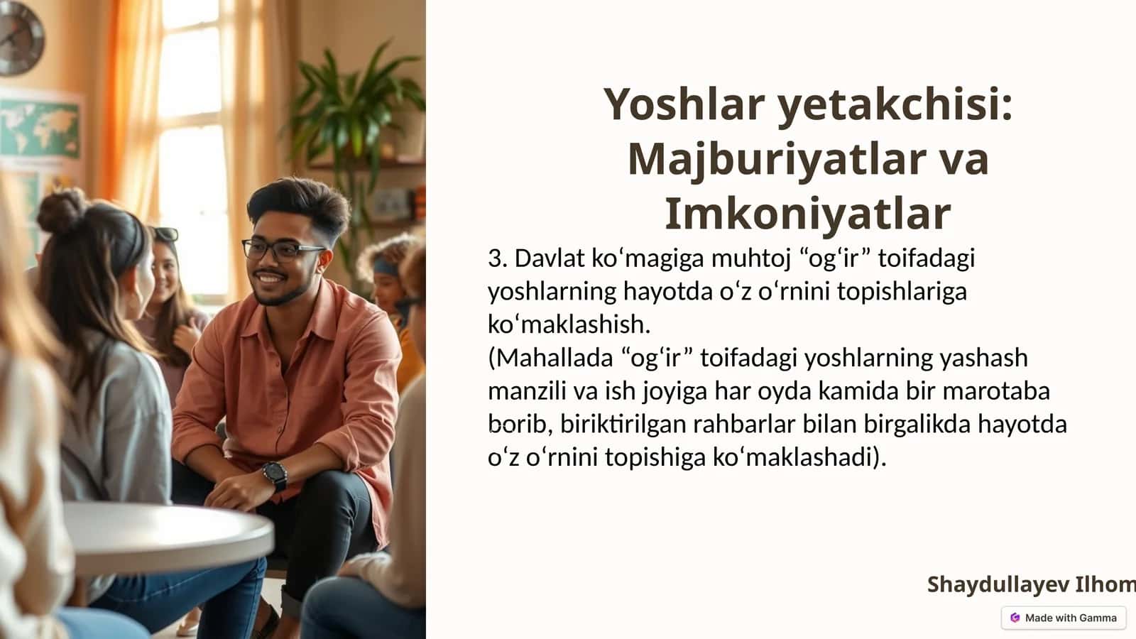 Yoshlar yetakchisi:MajburiyatlarvaImkoniyatlar 1
