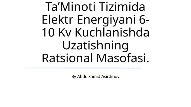 Shahar Elektr Ta’Minoti Tizimi 1
