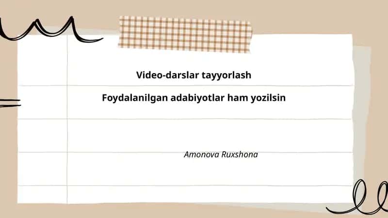 Video-darslar tayyorlash 1