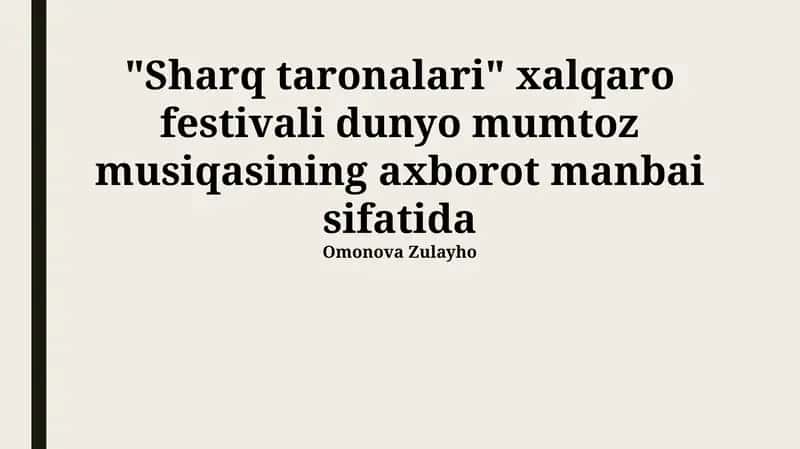 Sharq taronalari xalqaro festivali 1