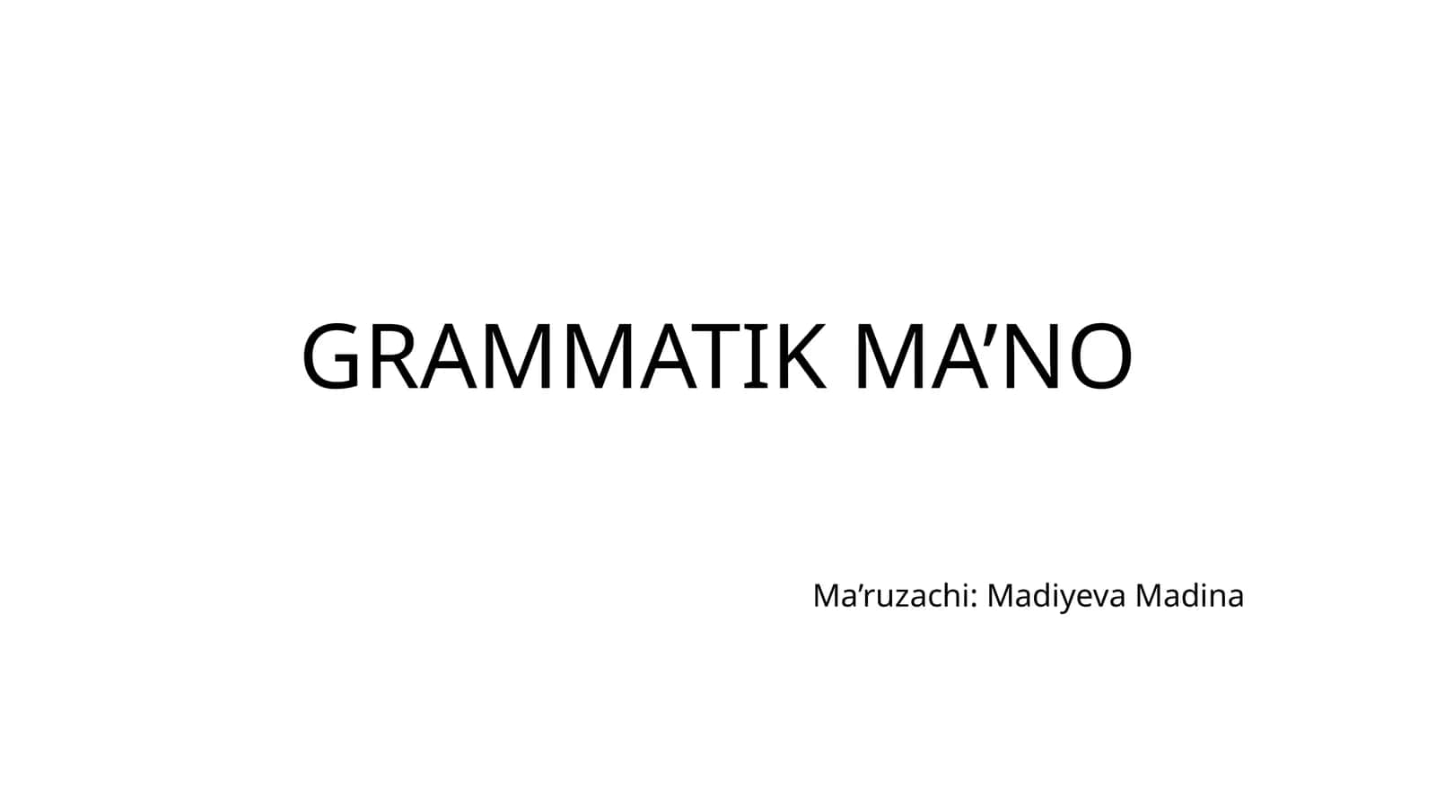 GRAMMATIK MA’NO 1
