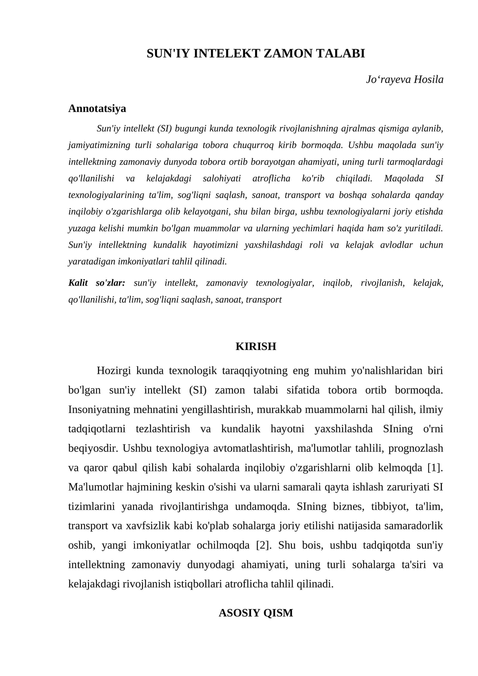 SUN'IY INTELEKT ZAMON TALABI 1
