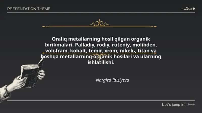 Oraliq metallarning hosil qilgan organik birikmalari 1