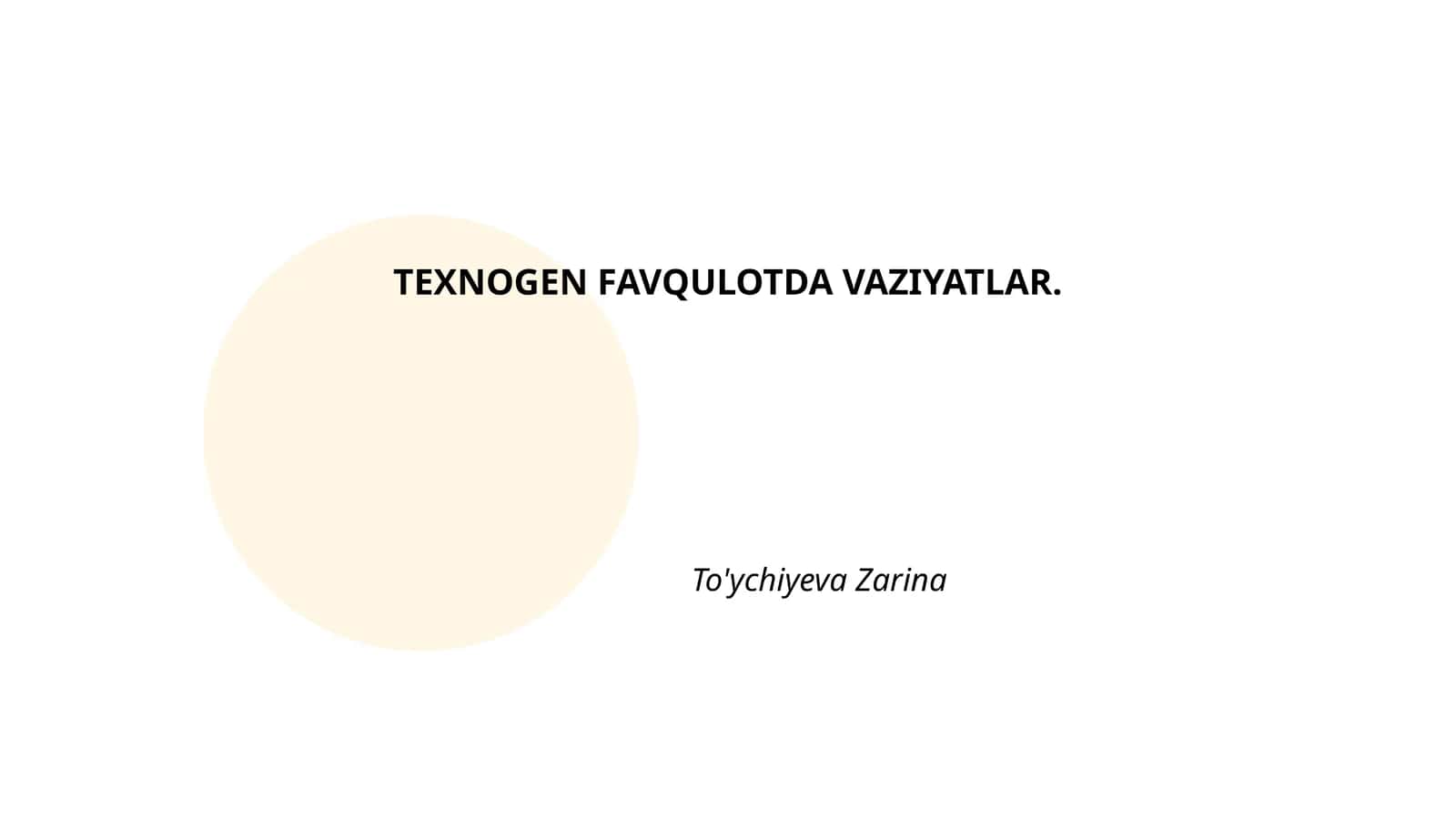 TEXNOGEN FAVQULOTDA VAZIYATLAR 1