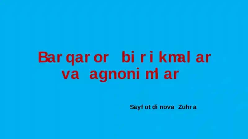 Barqaror birikmalar vaagnonimlar