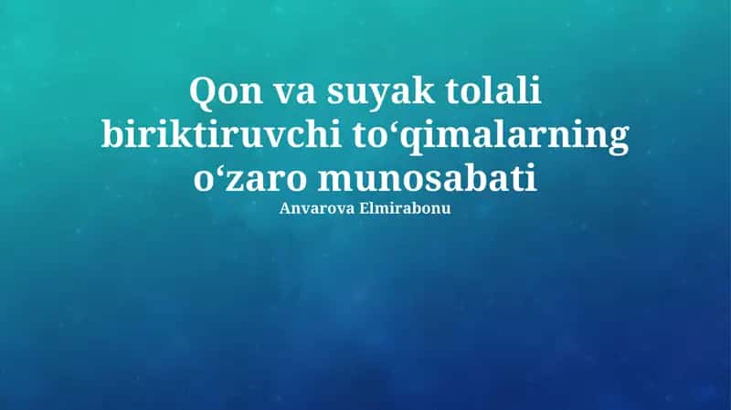 Suyak va tolali biriktiruvchi toʻqimalar 1