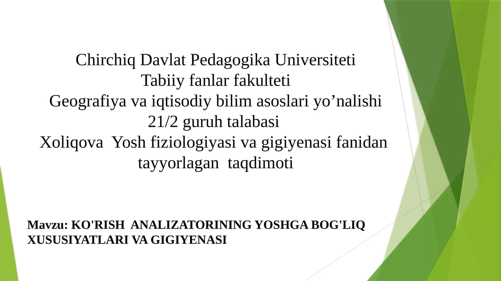 YOSH GABOQLI XUSUSIYATLAR VA GIGIYENASI 1