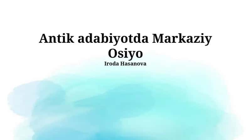 Antik adabiyotda Markaziy Osiyo 1