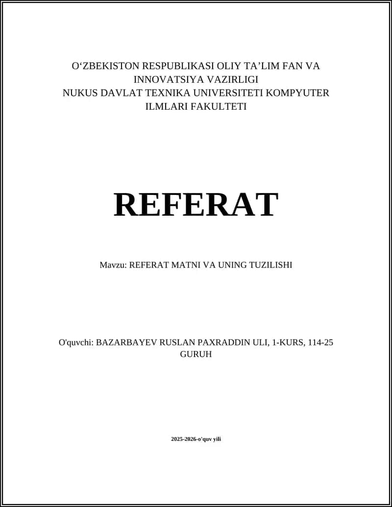 REFERAT MATNI VA UNING TUZILISHI 1