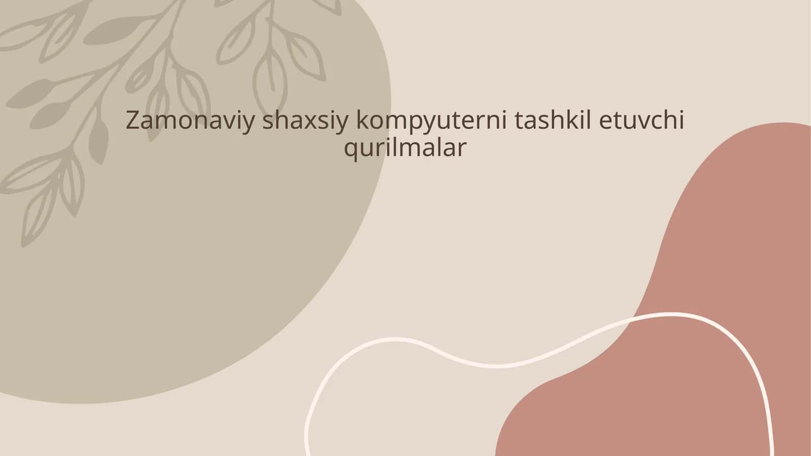 Zamonaviy shaxsiy kompyuter tashkilotuvchi qurilmalar 1