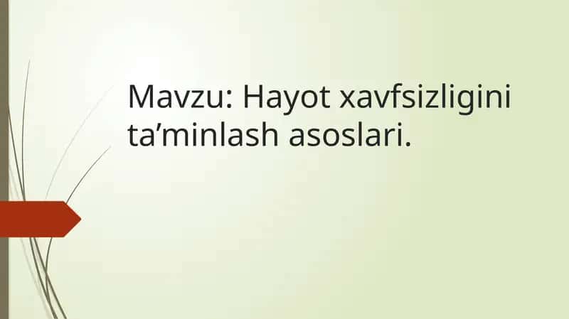 Hayot xavfsizligini ta'minlash asoslari 1