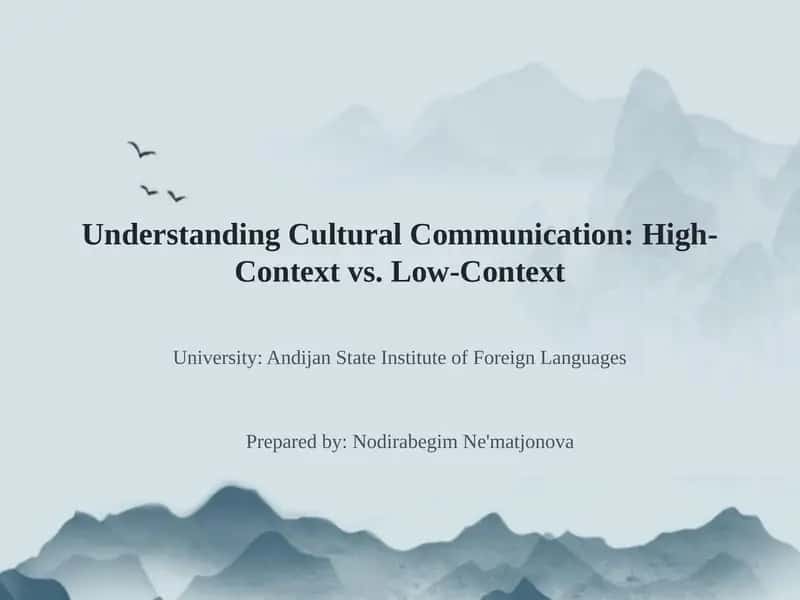 Introduction to Context in Communication 1