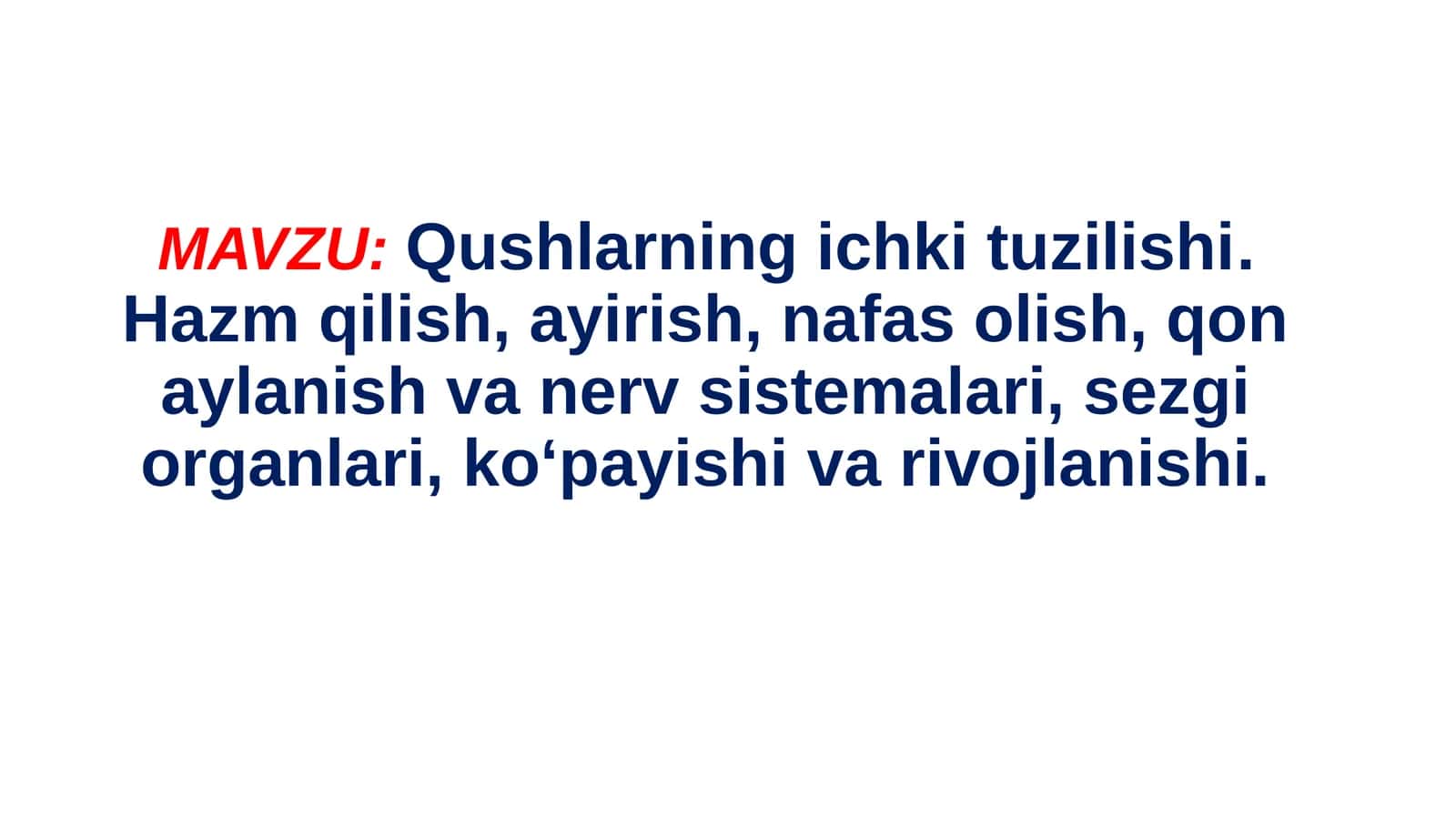 Qushlarning ichki tuzilishi 1