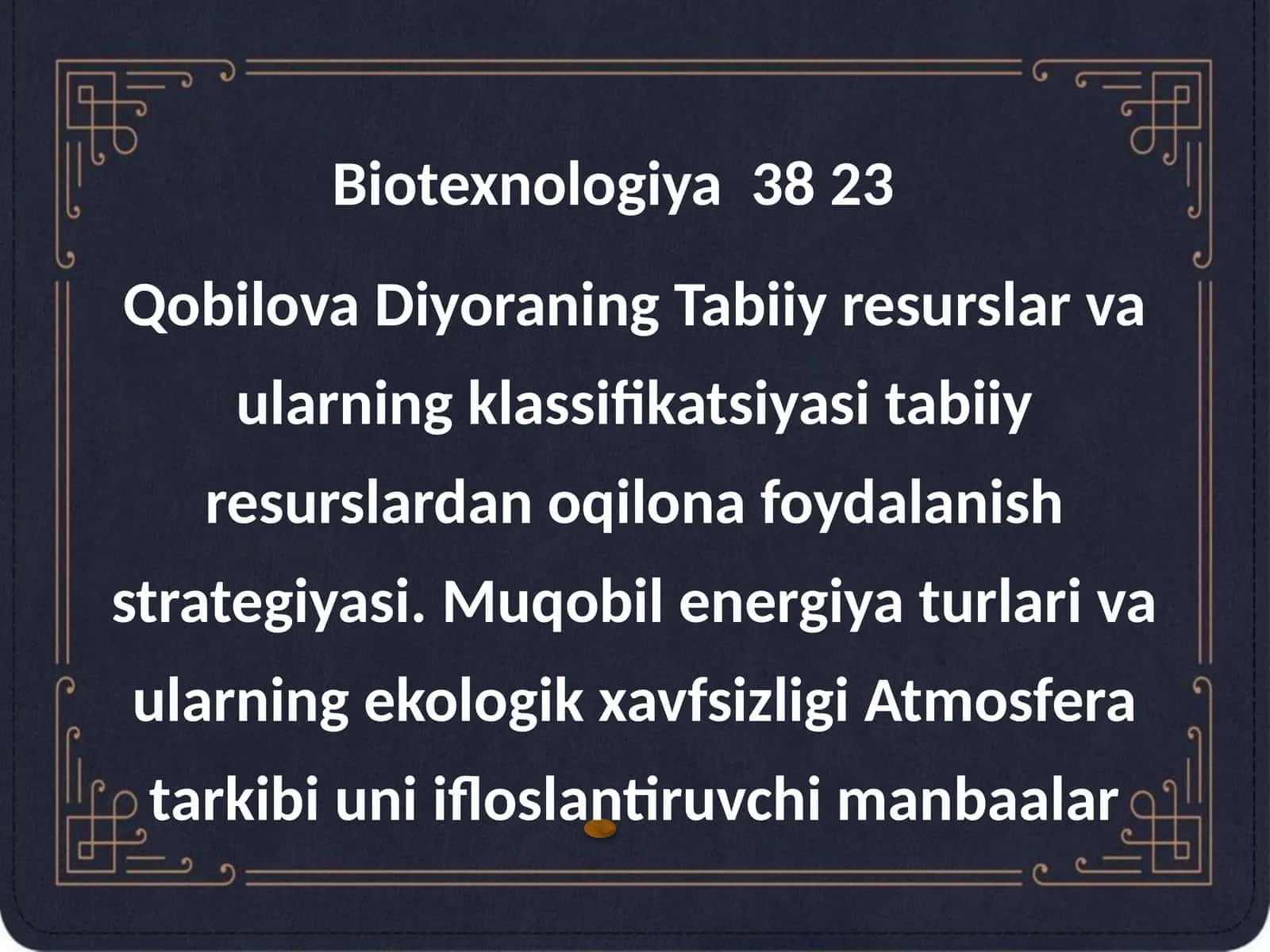 Tabiiy resurslar va ularning klassifikatsiyasi 1