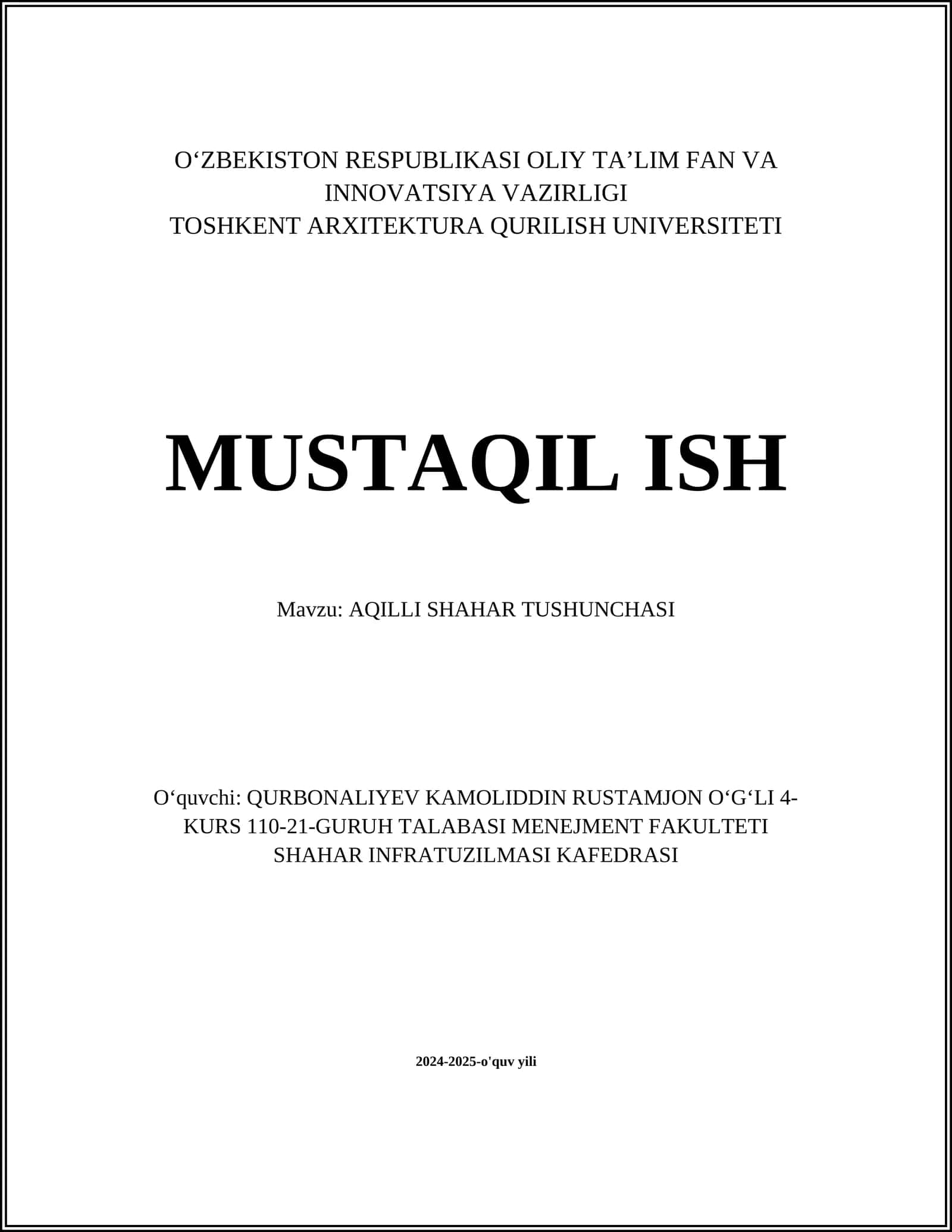 AQILLI SHAHAR TUSHUNCHASI 1