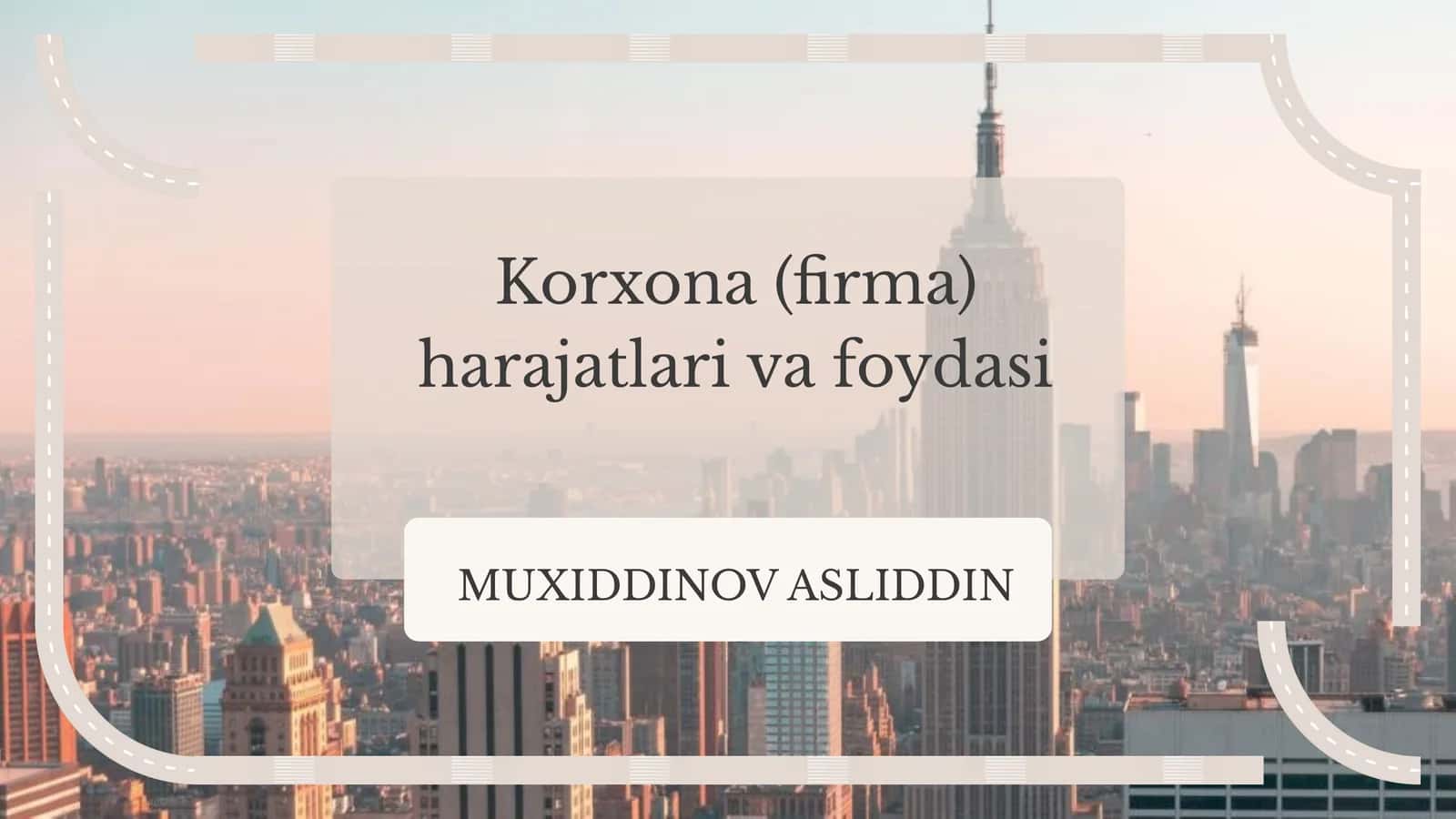 Korxona Harajatlari 1