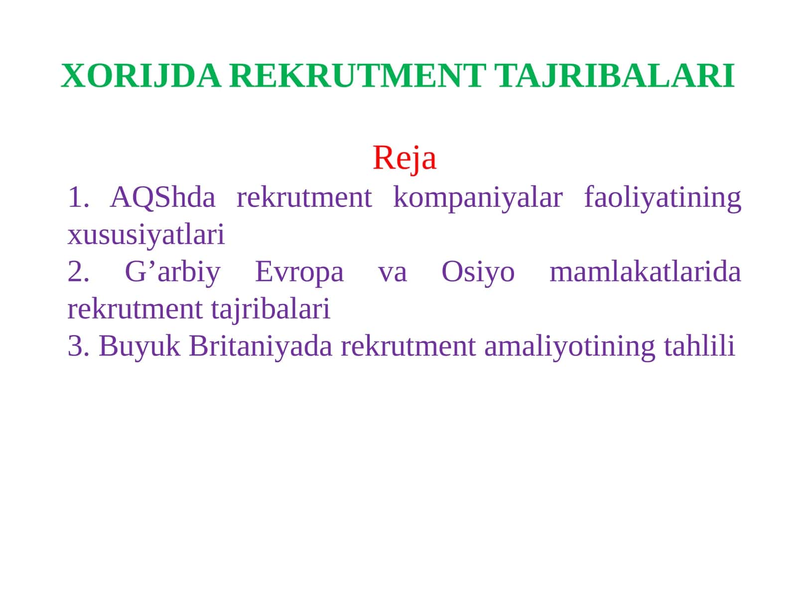 XORIJDA REKRUTMENT TAJRIBALARI 1