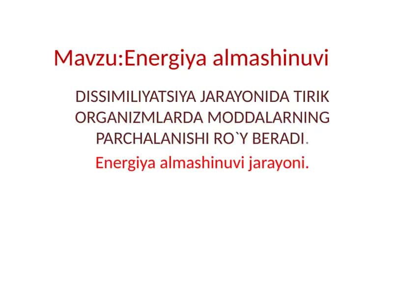 Energiya almashinuvi 1