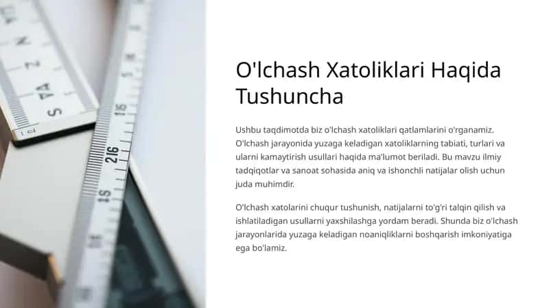 O'lchash Xatoliklari Haqida Tushuncha 1
