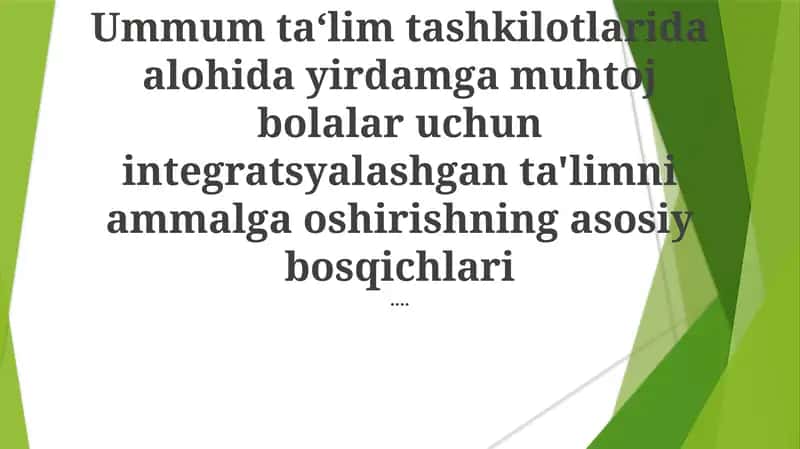 Integratsiyalashgan Ta'limning Asosiy Bosqichlari 1