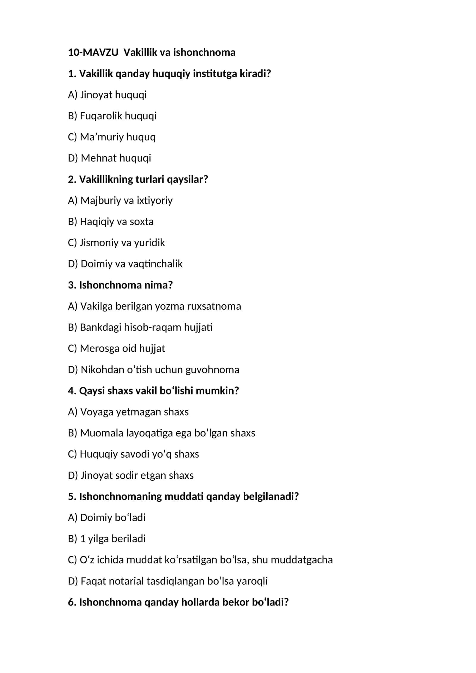 Vakillik va ishonchnoma 1