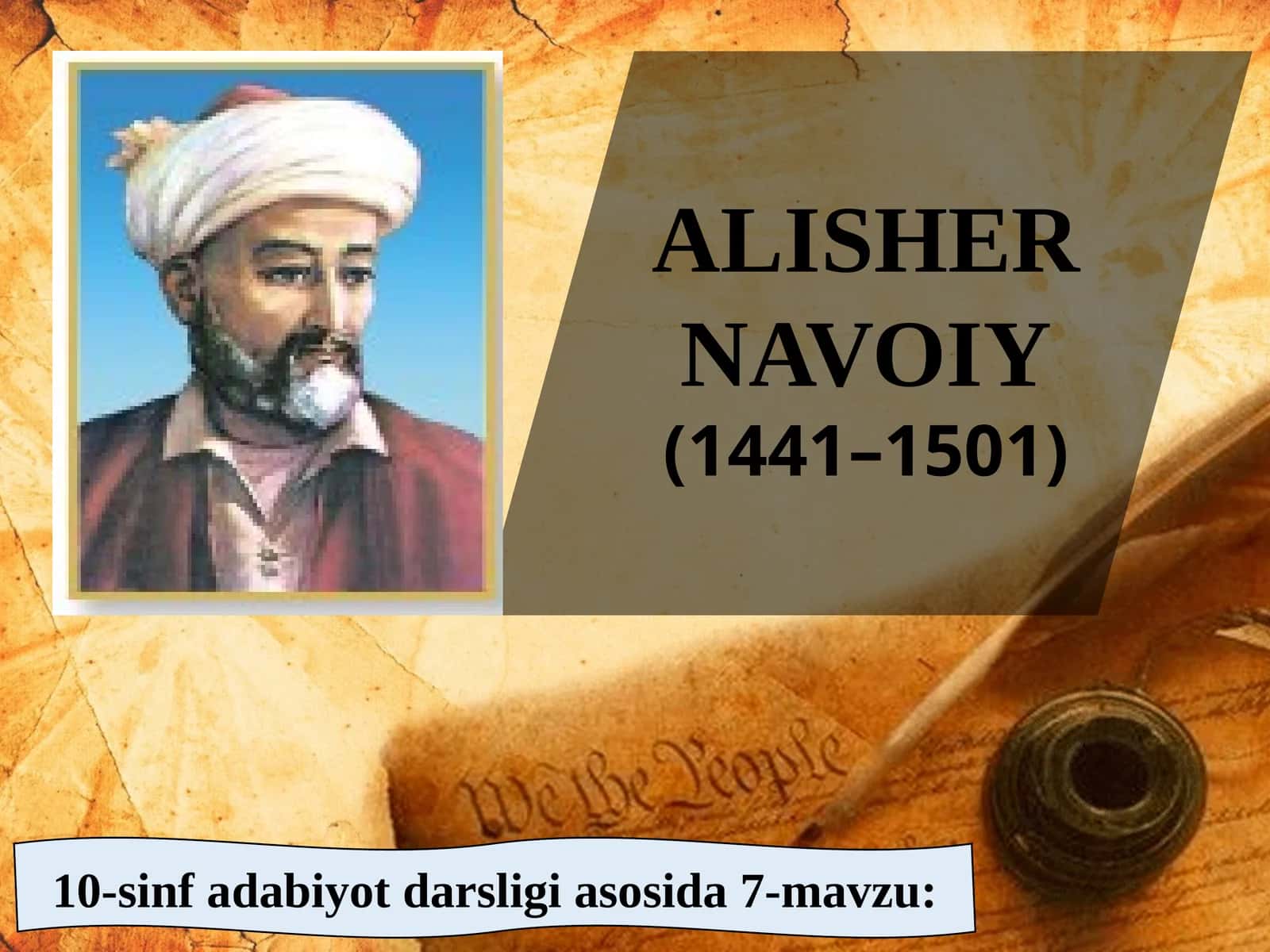 10-sinf Adabiyot fanidan Alisher Navoiy hayoti va ijodi dars taqdimoti 1
