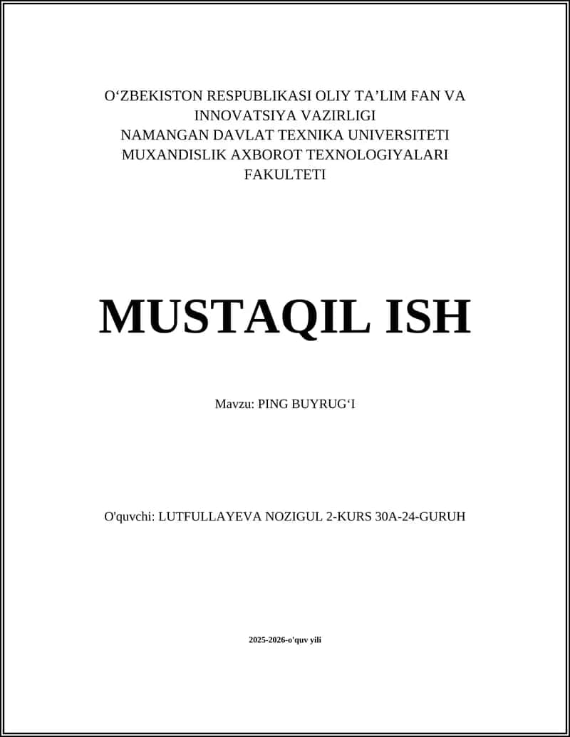PING BUYRUGʻI 1