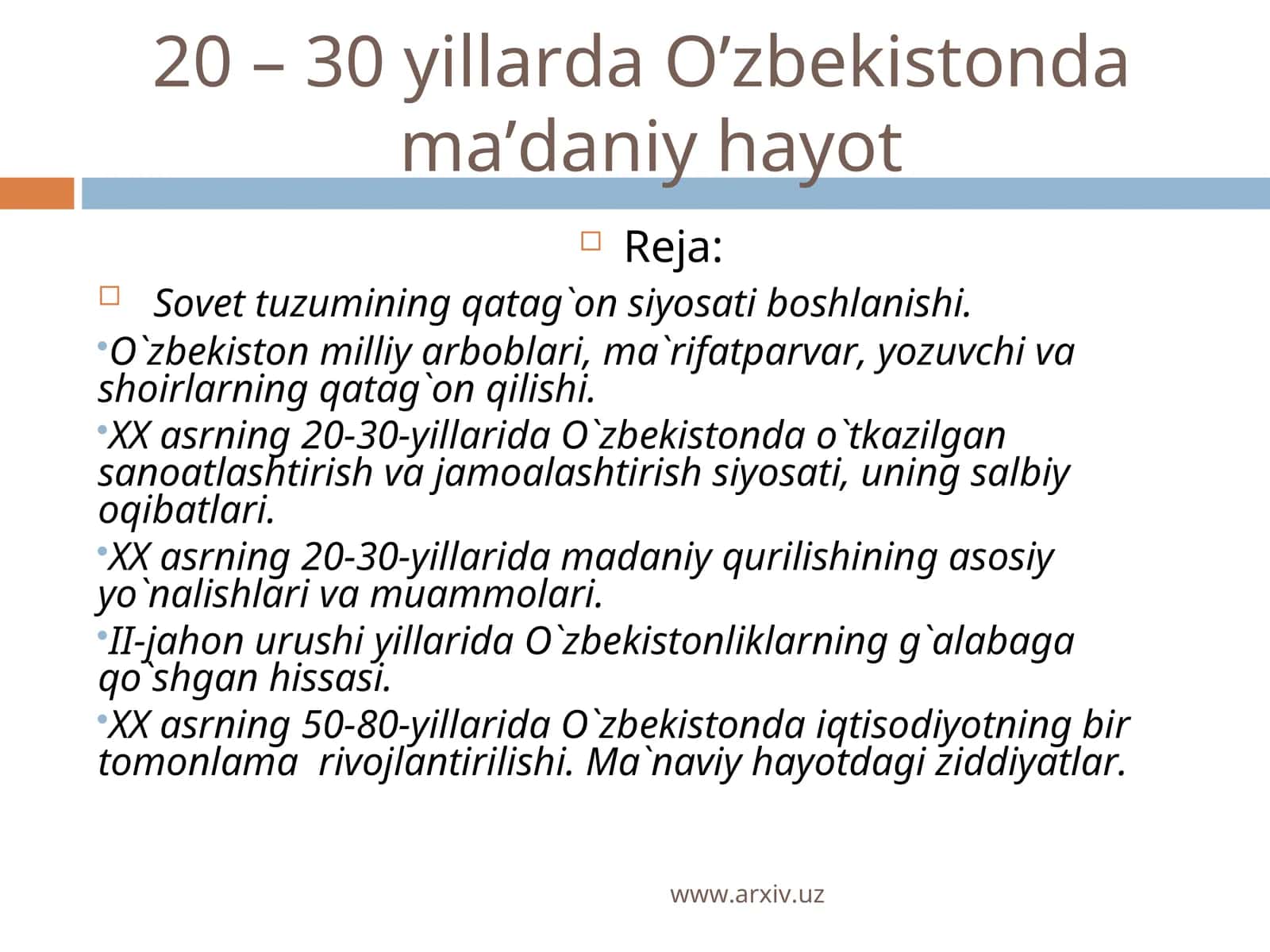 O'zbekistondama'daniy hayot 1