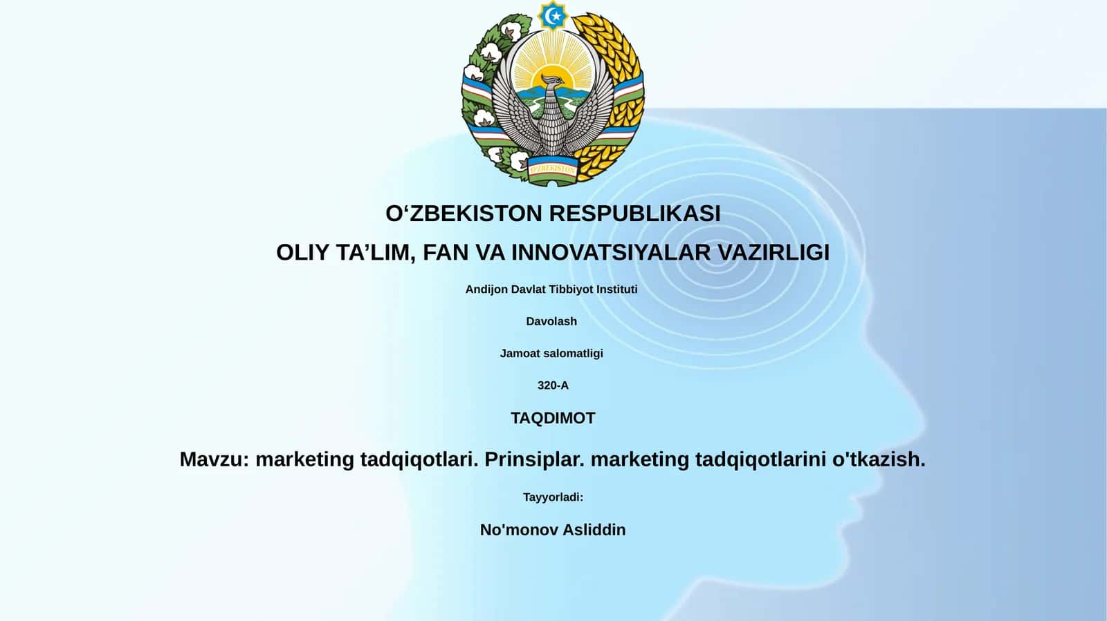 marketing tadqiqotlari. Prinsiplar. marketing tadqiqotlarini o'tkazish 1