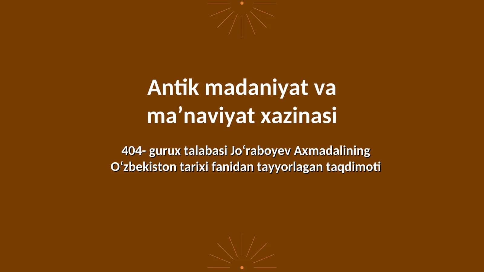 Antik madaniyat va ma’naviyat xazinasi 1