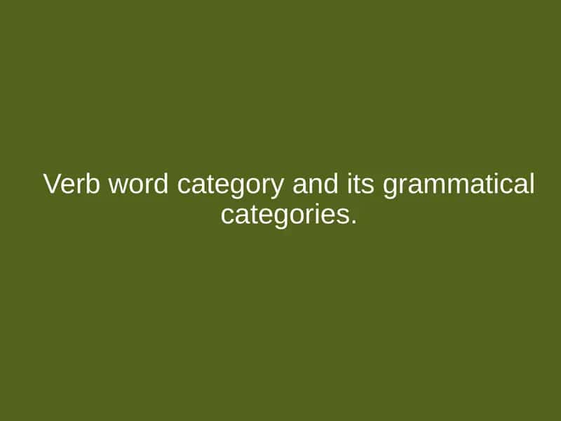 Verb word category and its grammatical categories 1