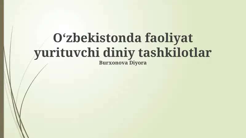 O'zbekistonda faoliyat yurituvchi diniy tashkilotlar 1