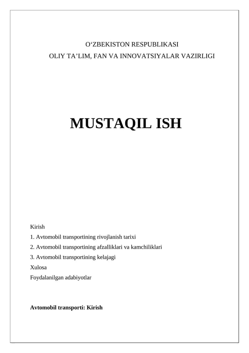 Avtomobil transporti 1